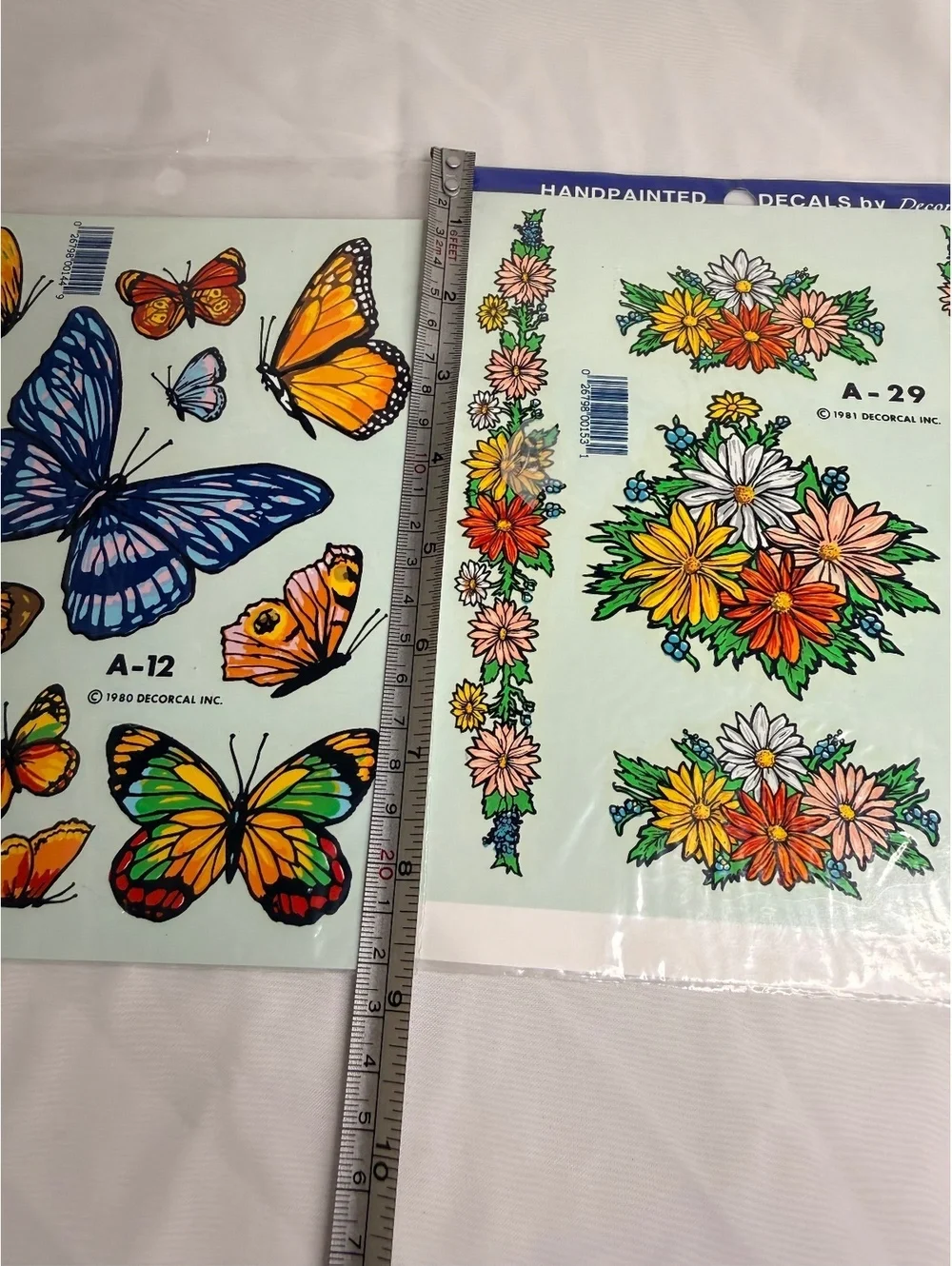 1980 1981 Vintage Decorcal Inc Butterfly and Flower Water Transfer Decals